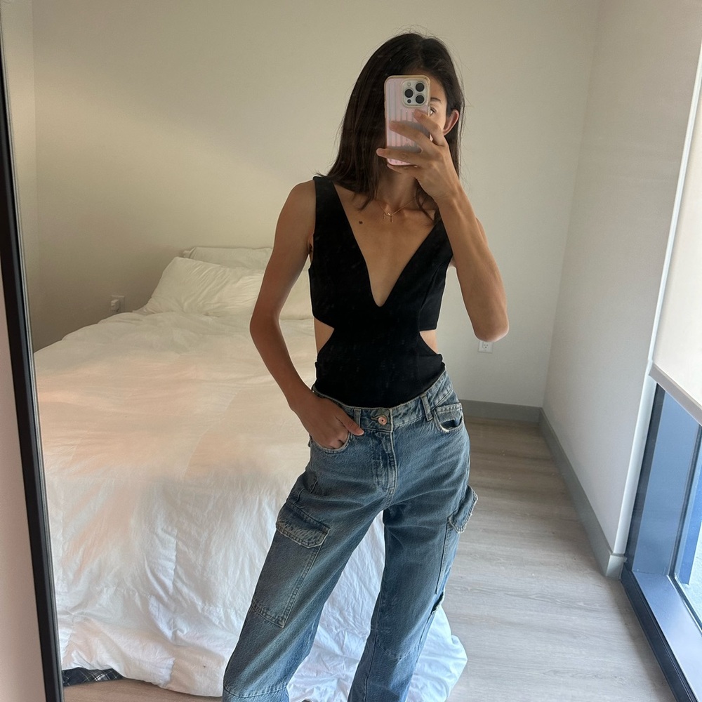NBD stormi bodysuit / black cutout bodysuit size xs